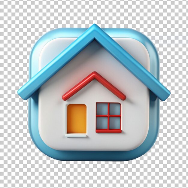 PSD activos del icono de casa en 3d en un fondo transparente