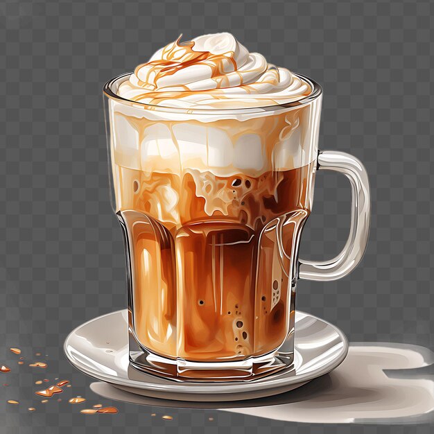 Acuarela de una bebida latte cremosa e indulgente con su arte de collage transparente psd aislado