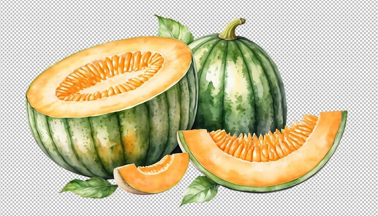 PSD acuarela de calabaza y melón