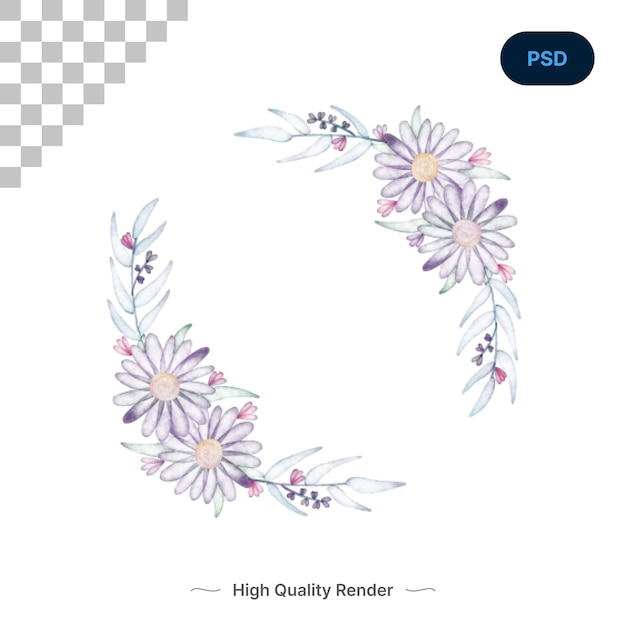 PSD acuarela floral aster