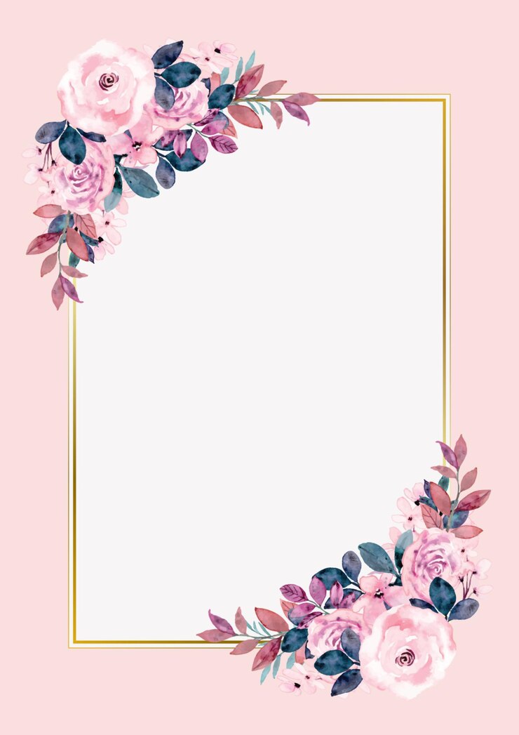 PSD acuarela floral de color rosa y púrpura en el borde de la página