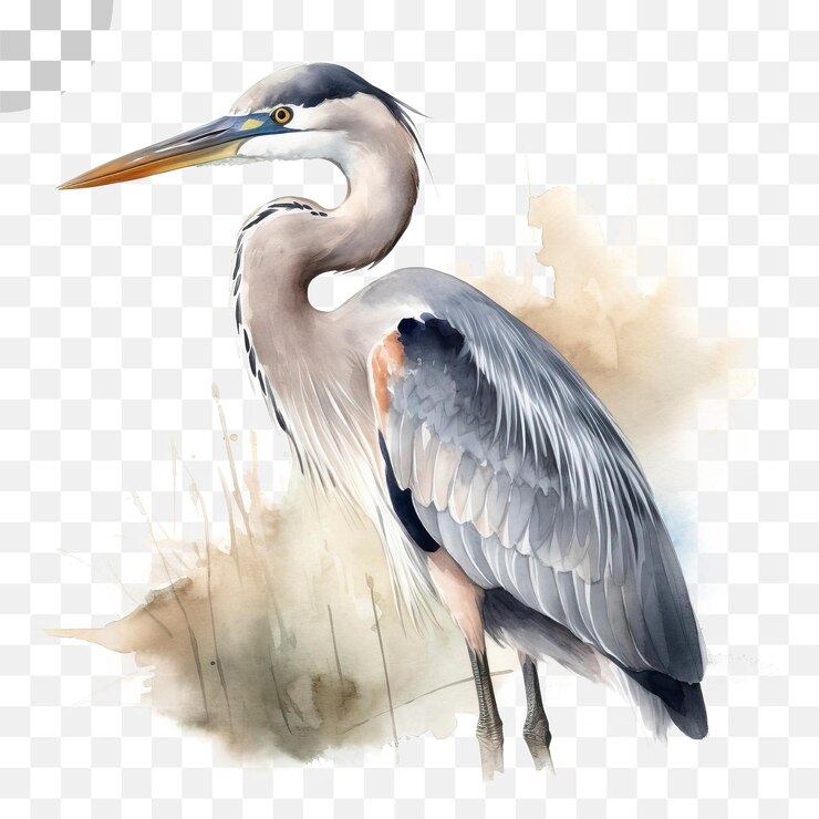 PSD acuarela de una garza azul, hd png descargar
