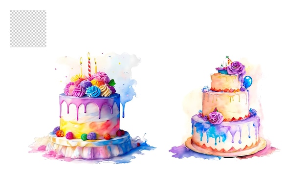 PSD acuarela pastel de cumpleaños clipart png