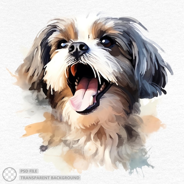 PSD acuarela de perro shih tzu pintada a mano