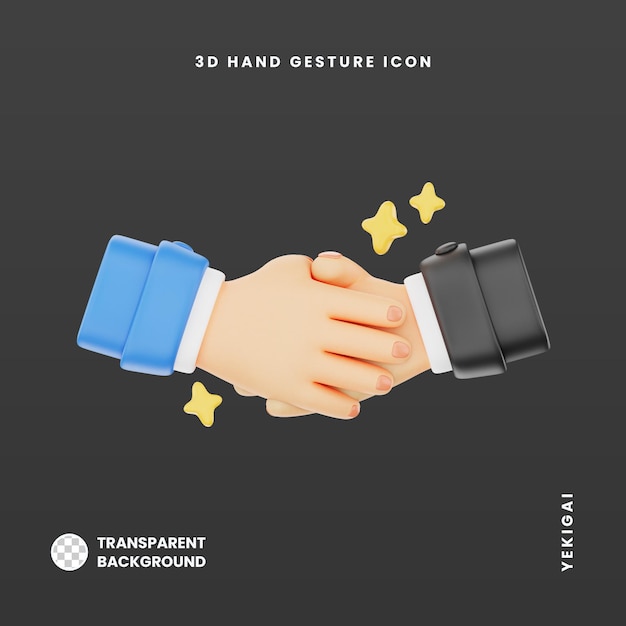 Acuerdo de apretón de manos Icono de gesto de mano 3D