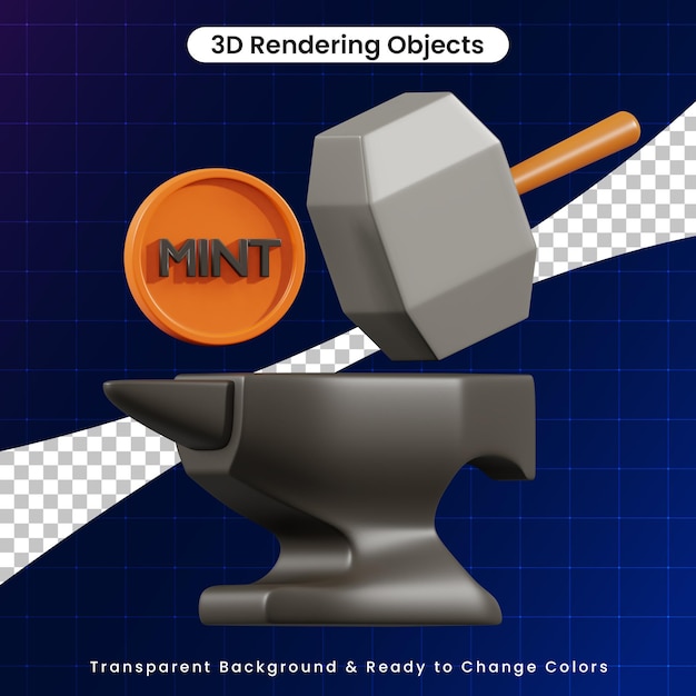 PSD acuñación de criptomonedas 3d