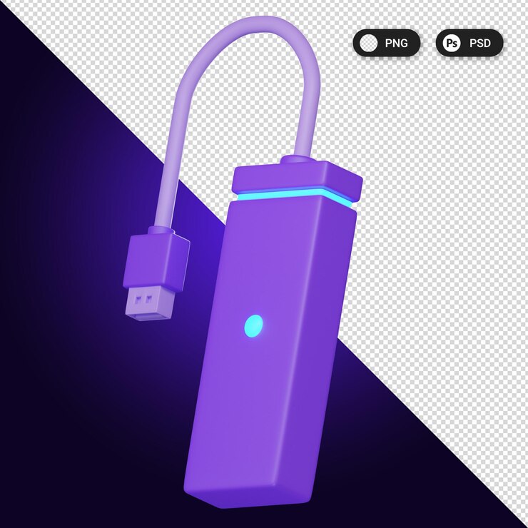 PSD adaptador inalámbrico los iconos de realidad virtual establecen elementos de diseño web ux ui representación 3d