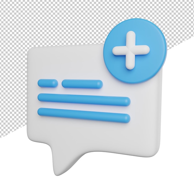 Add New Chat Messages side view 3d rendering illustration on transparent background