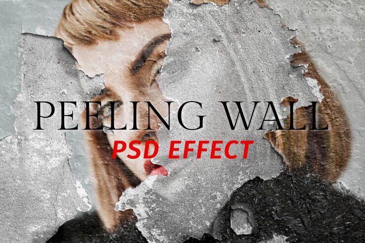 PSD add-on photoshop à effet psd pour mur décollé