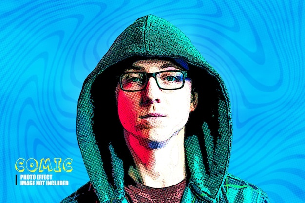 Addon de modelo de efeito de foto psd de quadrinhos no estilo de meio-tom