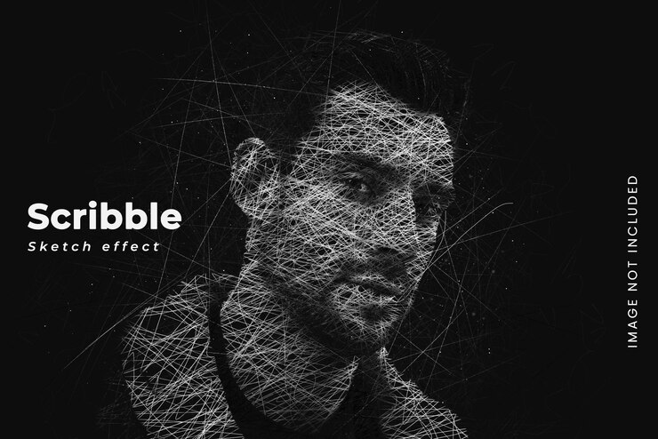 PSD addon per effetti fotografici disegnati a mano con arte schizzo a matita