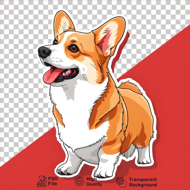 PSD adesivo corgi bonito isolado em fundo transparente inclui arquivo png