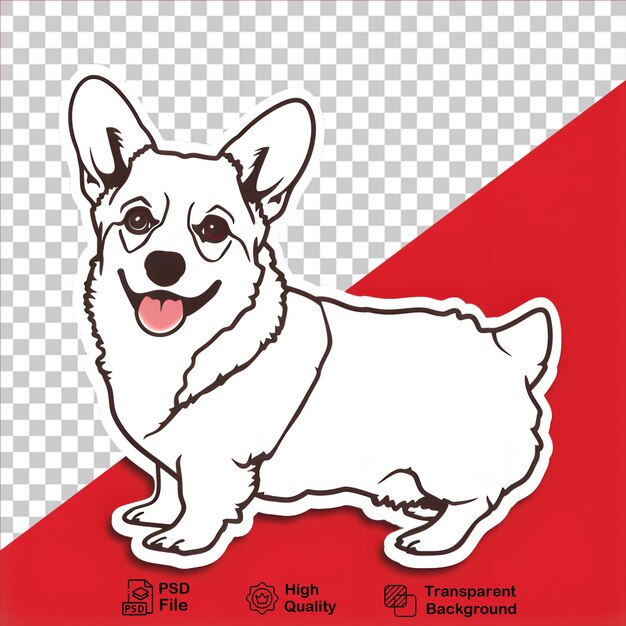 PSD adesivo corgi bonito isolado em fundo transparente inclui arquivo png