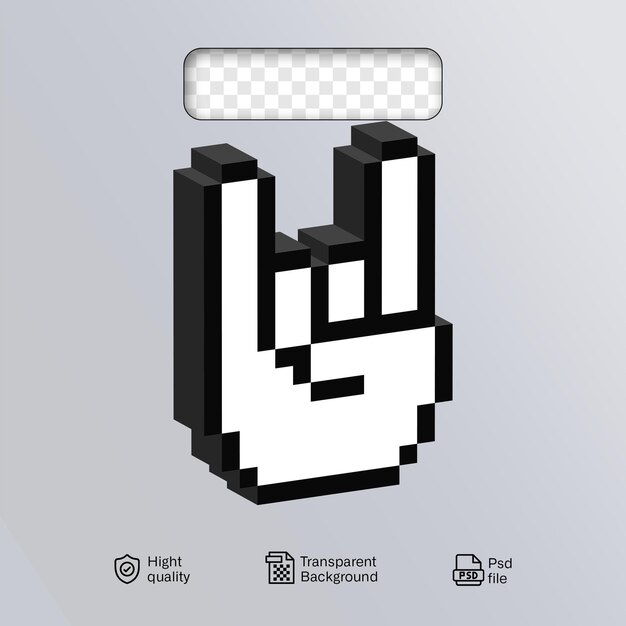 adesivo de arte de pixel de mão 3D