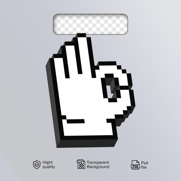adesivo de arte de pixel de mão 3D