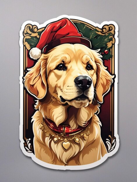 adesivo de golden retriever tema de Natal