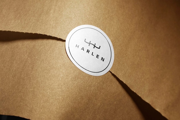 Adesivo de papel dobrável com maquete de logotipo