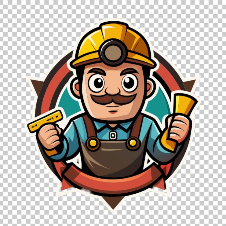 PSD adesivo de trabalho de desenho animado clipart png