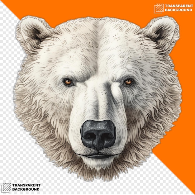 PSD adesivo digital de cabeça de urso polar isolado em fundo transparente