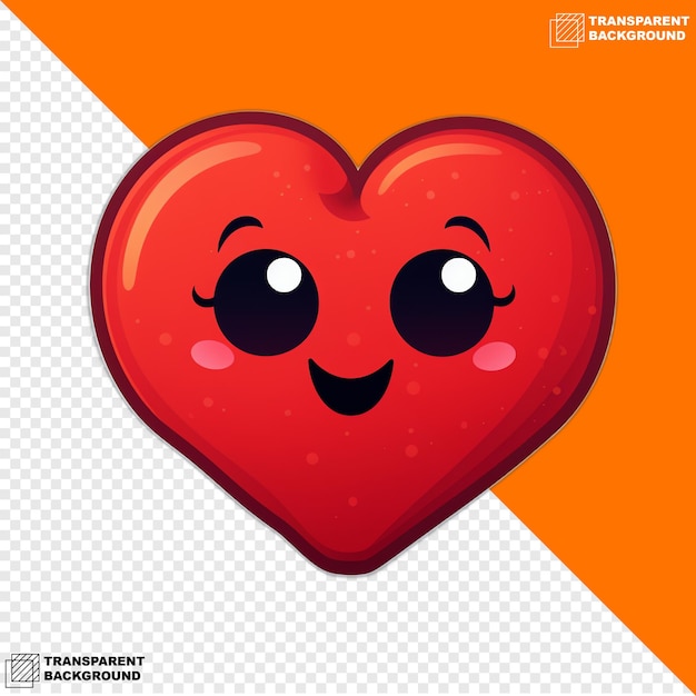 PSD adesivo digital emoji de coração vermelho isolado em fundo transparente