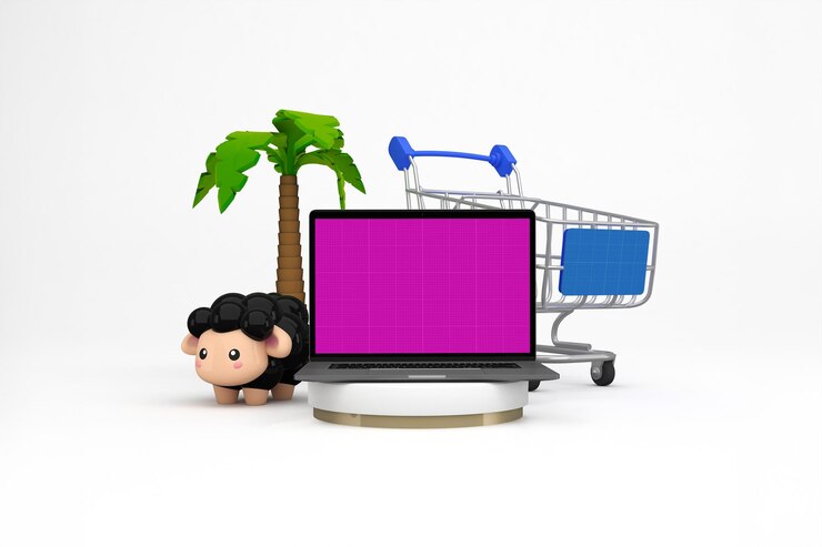 PSD adha shopping website laptop mockup