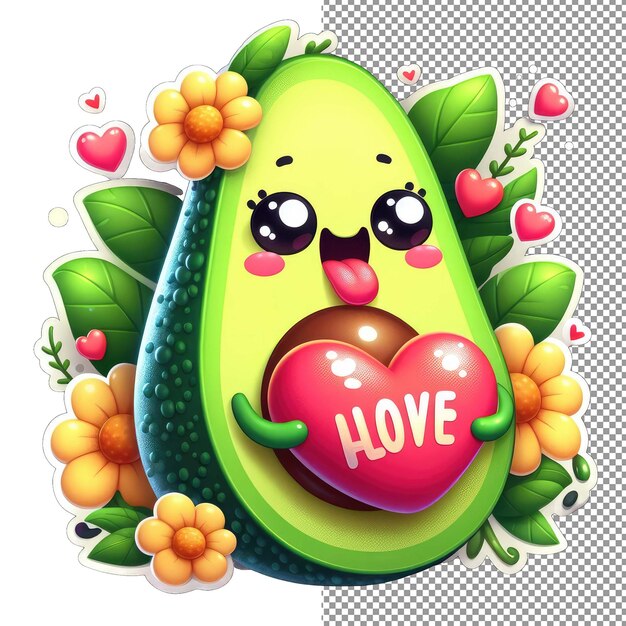 PSD adhesivo avocado amore heart in hand (corazón en la mano)