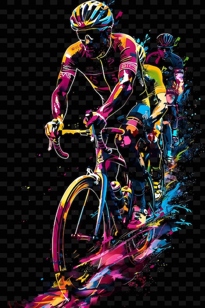 PSD adhesivo de cinta de ciclismo png con imágenes de bicicletas y cascos energet creative neon y2k shape decorativei