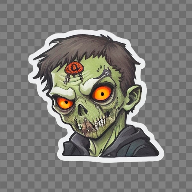 PSD el adhesivo de halloween zombie png