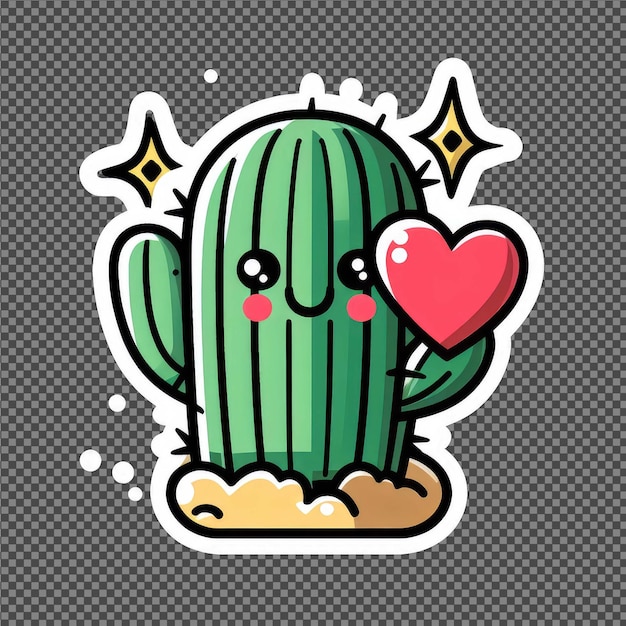 PSD adhesivo kawaii cactus png