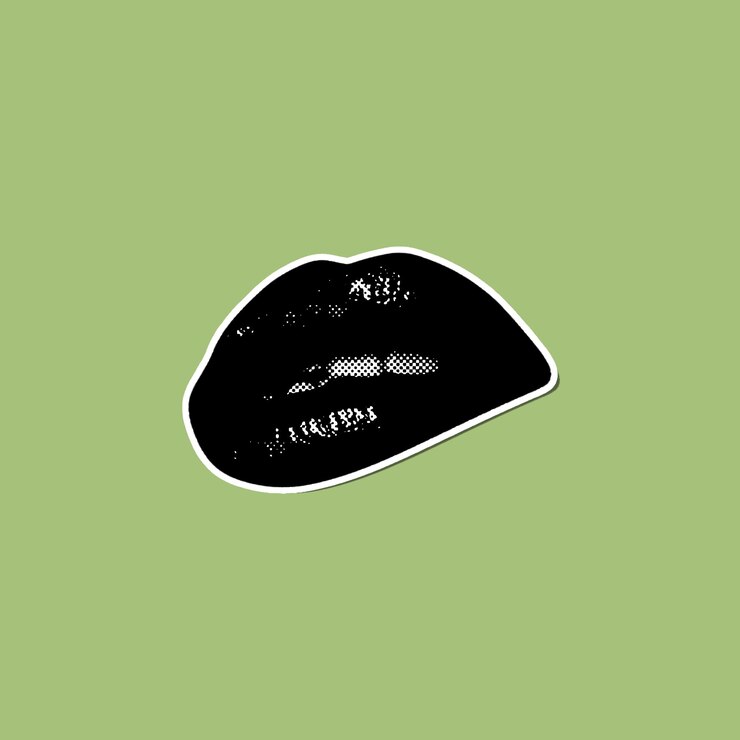 PSD adhesivo de labios negros en verde