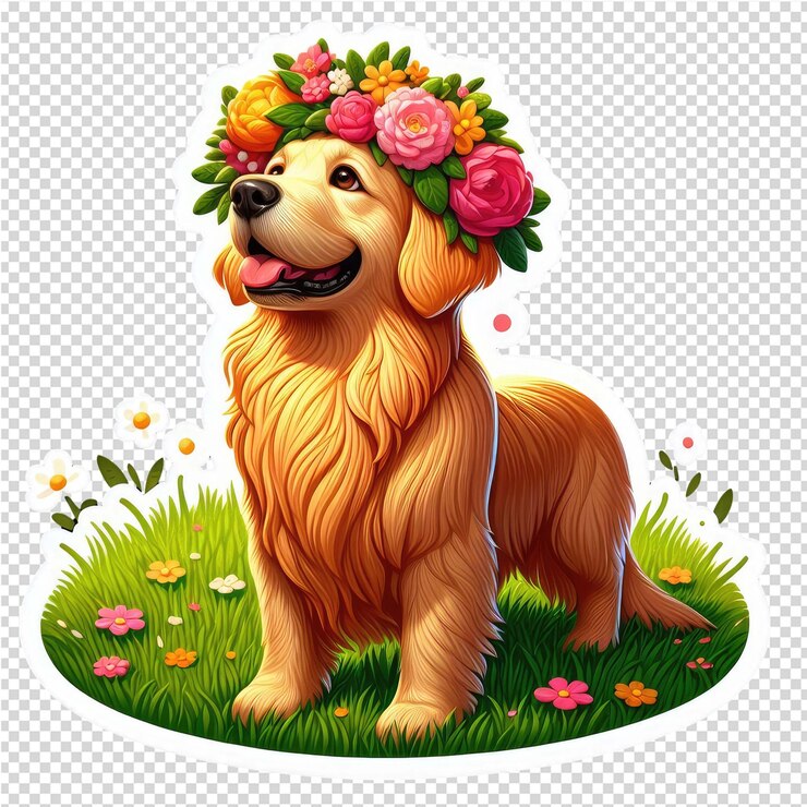 PSD adhesivo para perros con fondo transparente