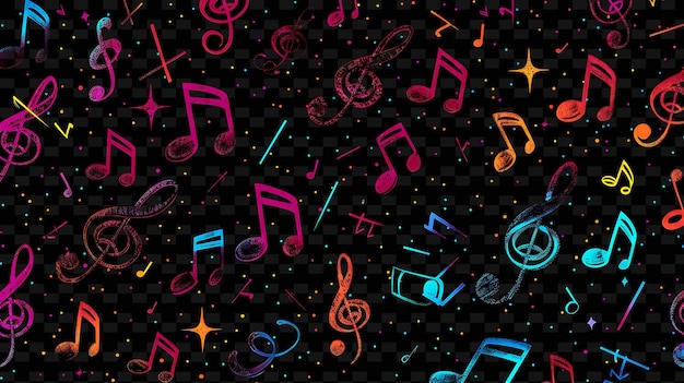 Adhesivo rectangular png con patrones de notas musicales y con s creative neon y2k shape decorativep