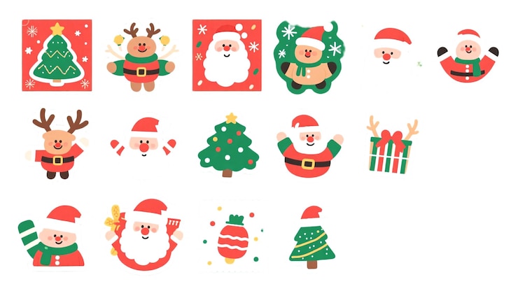 PSD adhesivos festivos de navidad e íconos navideños
