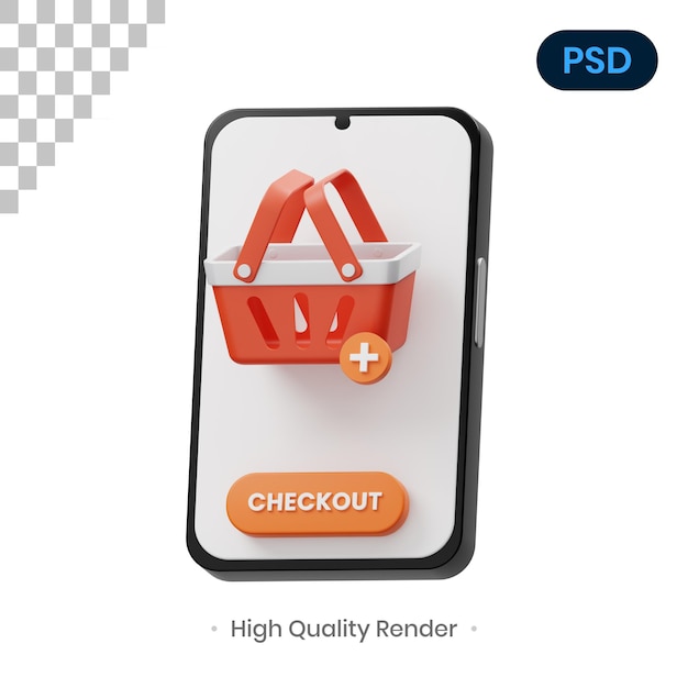 Adicionar ao carrinho ícone 3d premium psd