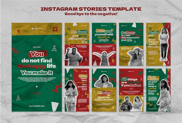 Adiós a la plantilla de diseño de historias negativas de instagram