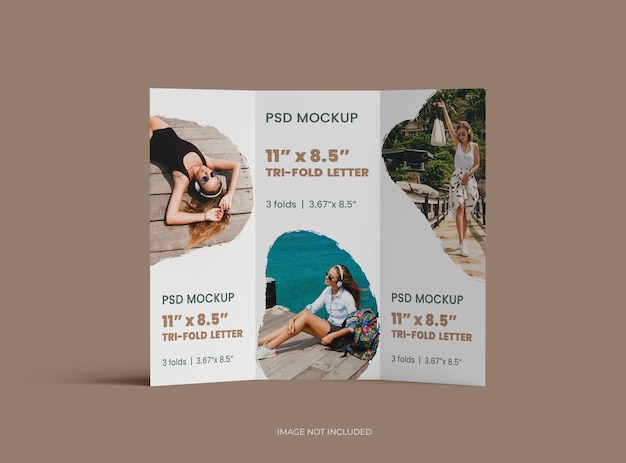 PSD adjustable tri-fold-briefgrößen-broschüre-mockup, um ihr design 3d-render zu präsentieren