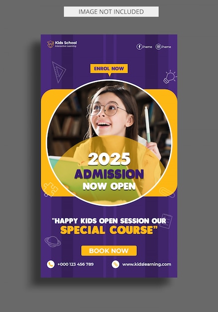 Admissão à educação escolar para crianças instagram story template