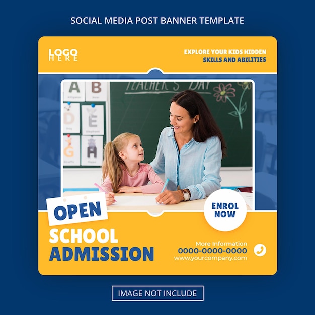 Admissão escolar academia square banner educacional mídia social pós premium psd