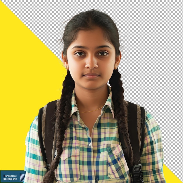 Adolescente estudiante india frente en aislado fondo blanco fondo transparente png psd