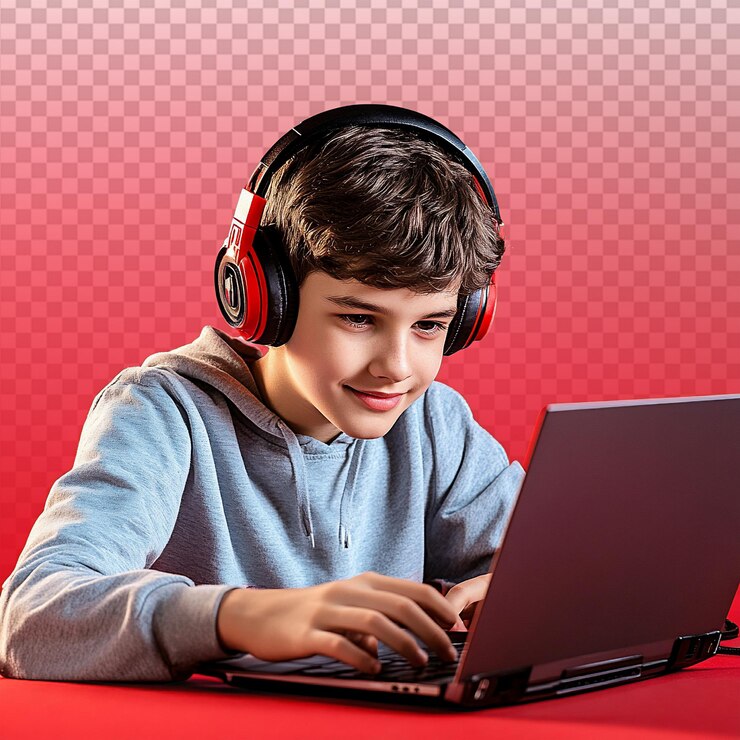 PSD adolescente impegnato nell'apprendimento della programmazione e dello sviluppo di giochi