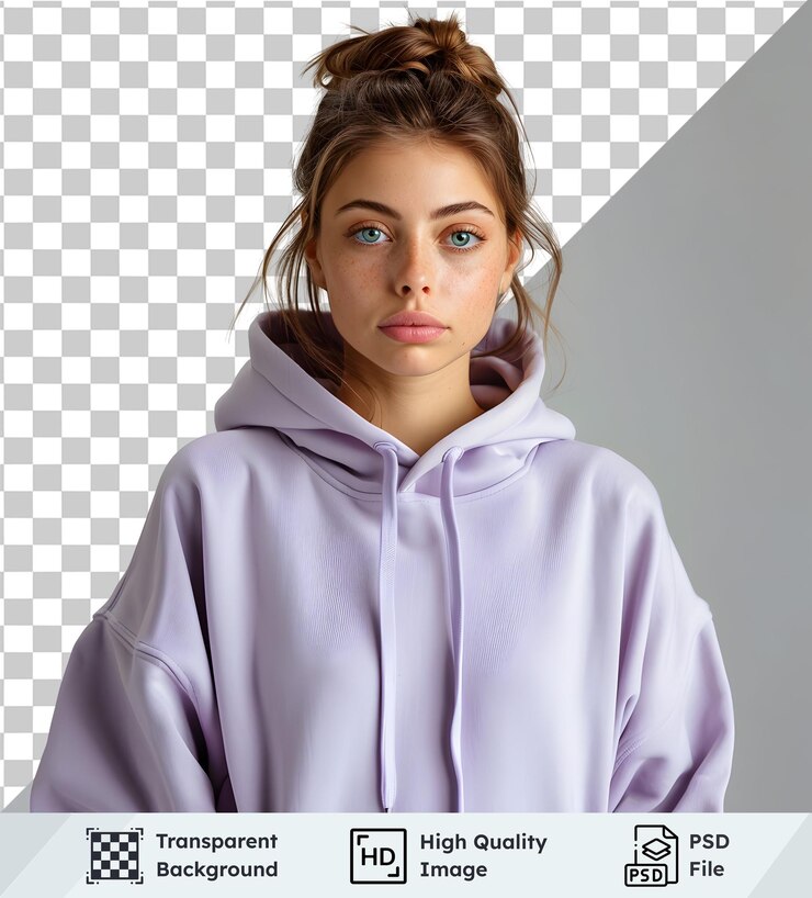 PSD adolescente con sudadera púrpura con fondo transparente de primera calidad