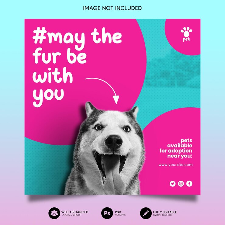 Adopta una plantilla de publicación de instagram para mascotas