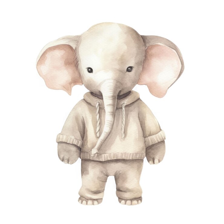 PSD adorabile bambino elefante che indossa un cappuccio