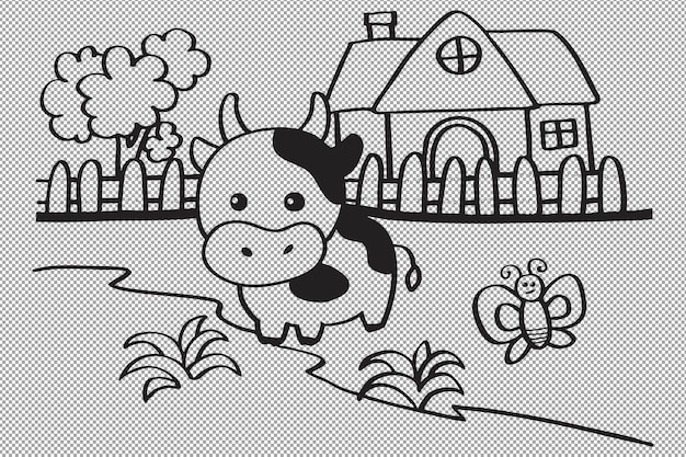 Adorabile cartone animato per colorare mucche Illustrazione per bambini