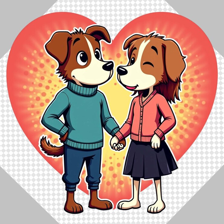 PSD adorabile giorno di san valentino cane innamorato grafica png trasparente