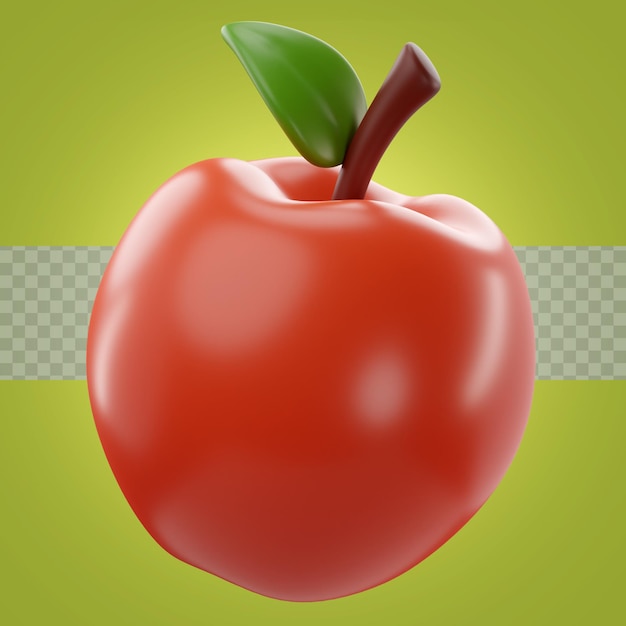 Adorabile rendering 3d di un'icona rossa di mela