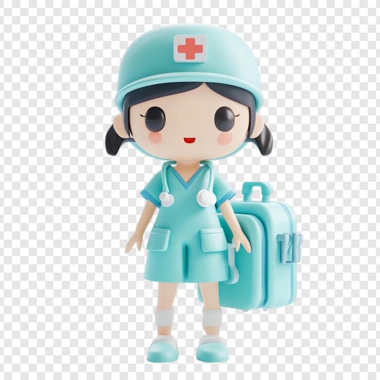 PSD adorable 3d render of a female doctor figure
