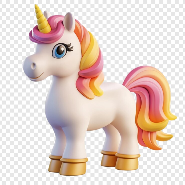 PSD adorable 3d renderizado unicornio arco iris crina criatura de fantasía muy bonita
