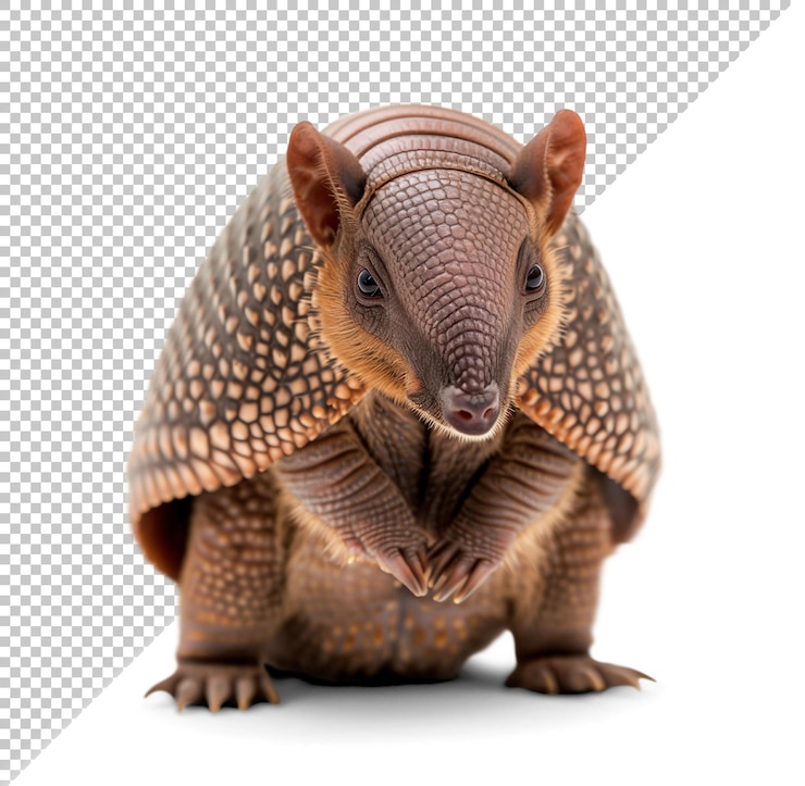 PSD un adorable armadillo de pie en dos patas en un fondo aislado