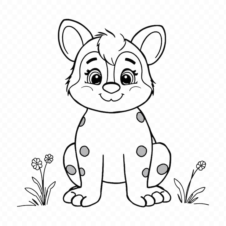 PSD adorable baby wild cat coloring page